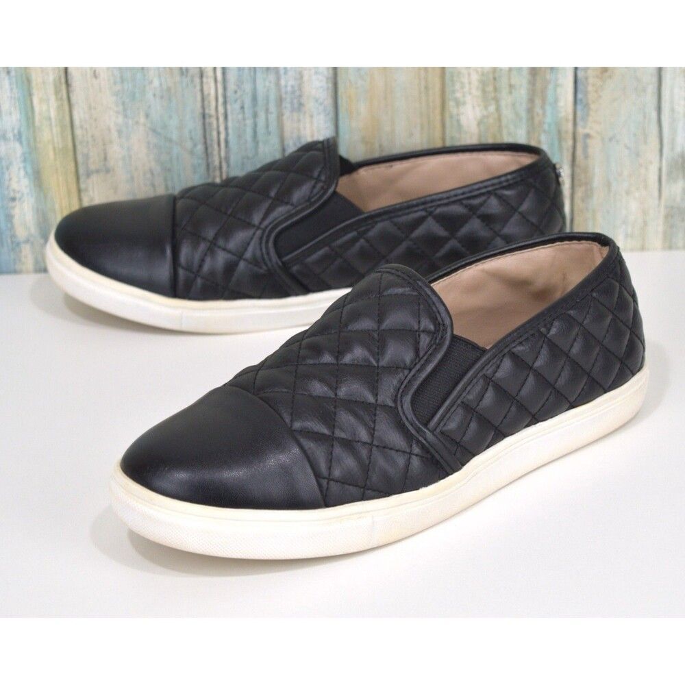 Steve Madden Zaander Women's Black Quilted Slip-On Sneakers Comfort Shoes Size 9